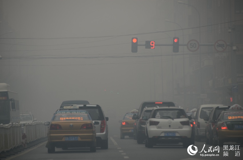 哈尔滨市出现雾霾天气 11月1日夜间受冷空气影
