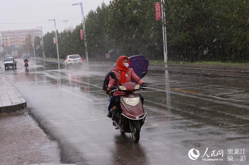 黑龙江漠河迎来降雪天气(组图)