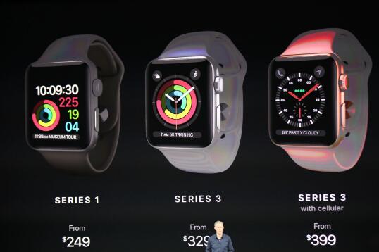 苹果发布Apple Watch Series 3 可独立打电话