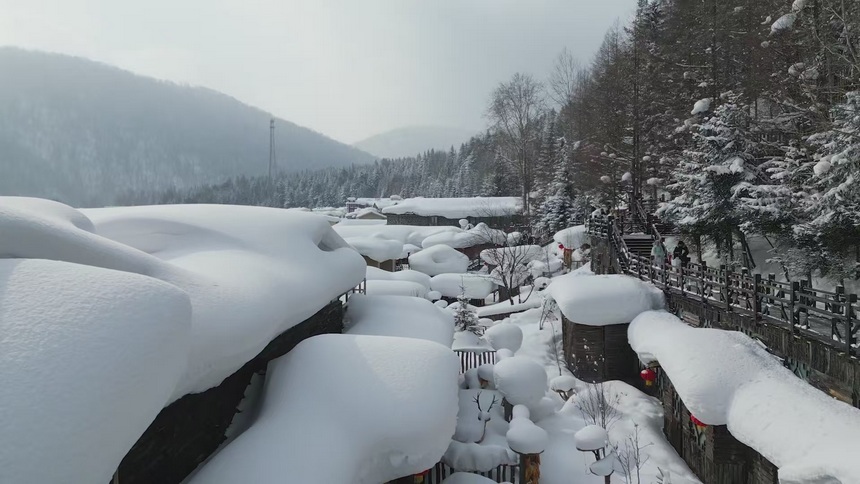 中国雪乡：春雪纷飞雪色浓